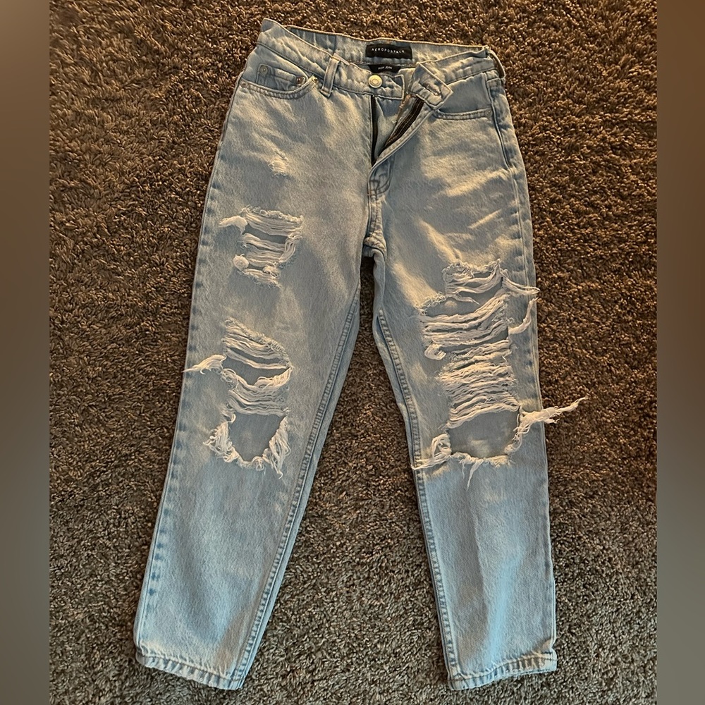 Aeropostal mom jeans with rips